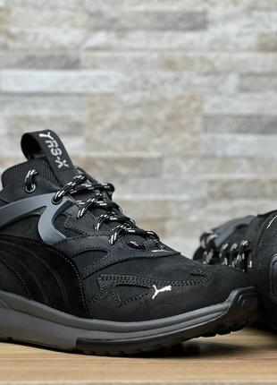 Мужские кожаные кроссовки puma rs-x black-grey10 фото