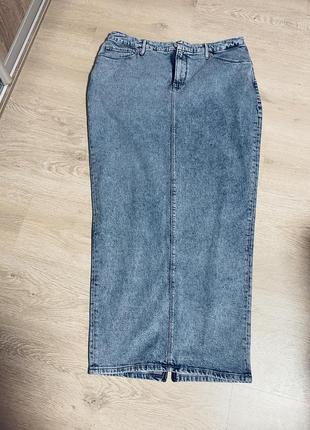 Довга джинсова спідниця1 фото
