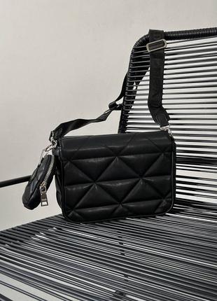 Сумка в стиле prada re-nylon padded shoulder black8 фото