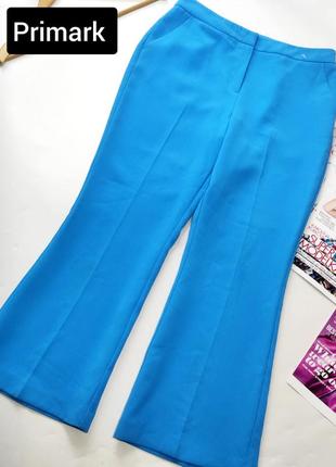 Брюки женские голубого цвета с высокой посадкой прямого кроя со стрелкой от бренда primark1 фото