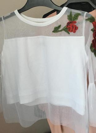 Очень красивая блуза кофта с цветами вышивка3 фото