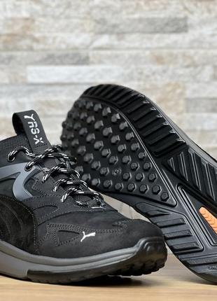 Чоловічі шкіряні кросівки rs-x black-grey1 фото