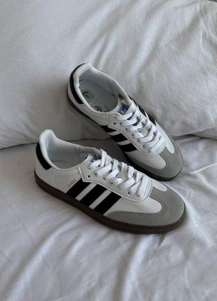 Женские кеды adidas samba white brown7 фото