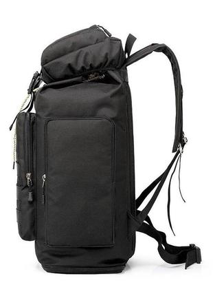 Рюкзак тактический черный 4в1 70 л водонепроницаемый туристический рюкзак. цвет: черный5 фото