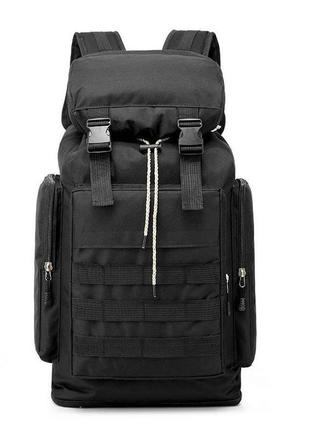 Рюкзак тактический черный 4в1 70 л водонепроницаемый туристический рюкзак. цвет: черный8 фото