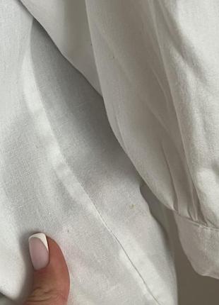 Стильная винтажная белая объемная блуза с кружевным воротничком7 фото