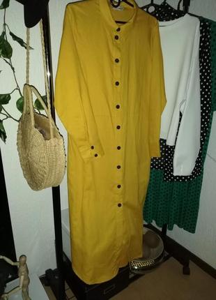 Сукня-сорочка reserved льон жовто-гірчичне2 фото