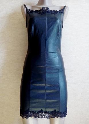 Кожаное платье с кружевом на 42/44 размер2 фото