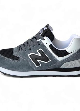 Мужские серые качественные кроссовки new balance весна-осень, весенние,осенние, замшевые/замша-мужская обувь