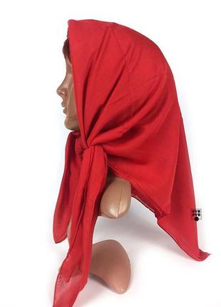 Батистова тонка бавовняна хустка платок на голову шию однотонна червона нова1 фото