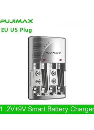 Зарядное устройство pujimax для aa/aa ni-mh/ni-cd для аккумуляторных батареек батарей и аккумуляторов тип крона 9в, зарядка для батареек кроны 9v