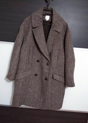 Пальто оверсайз h&m широко двобортне пальто із сумішової вовни6 фото