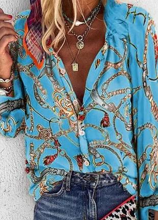 Красива, бірюзова сорочка, плюс сайз