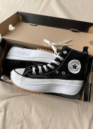 Converse run star hike black брендовые черные высокие массивные кеды конверс на высокой подошве весна лето жіночі чорні кеди на високій платформі1 фото