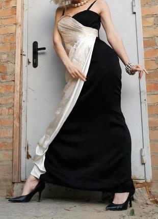 Вечернее шёлковое атласное платье monsoon с драпировкой шелк макси длинное5 фото