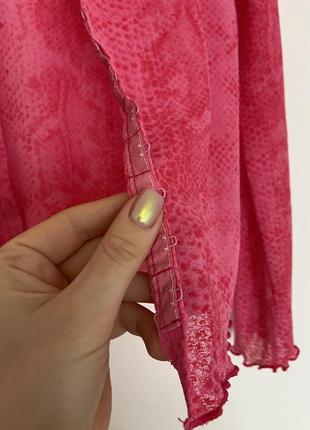 Рожева кофта з зміїний принт, на застібках кардиган сітка анімалістичний принт фуксія, кофточка, джемпер, лонг-барбі barbie3 фото