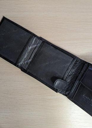 Мужской кожаный кошелек с защелкой armani черное портмоне из натуральной кожи в подарочной упаковке6 фото