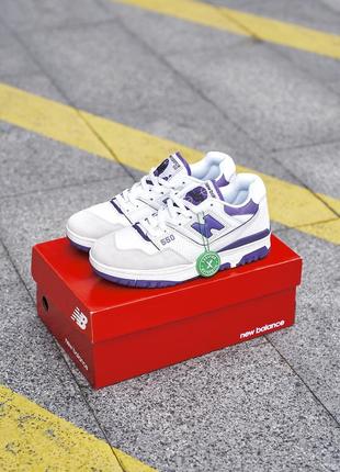 New balance 550 white purple10 фото