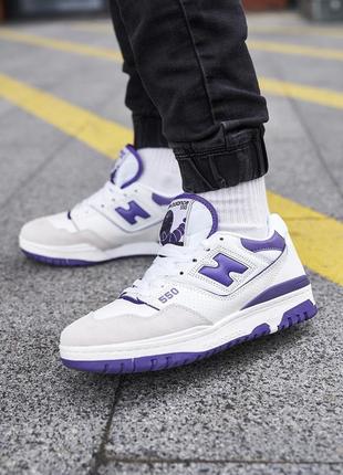 New balance 550 white purple8 фото