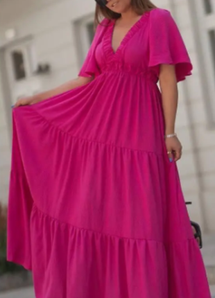 Женское платье однотонное софт 5 цветов 42-46; 48-52; 54-58 753ве3 фото