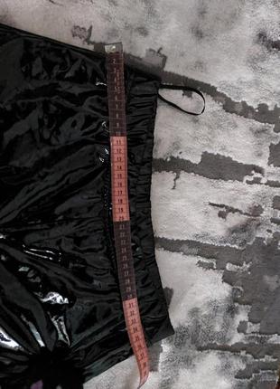 Трендовые черные лосины, латексные лосины с разрезами по бокам, кожаные брюки, лакированные лосины5 фото