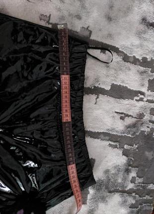 Трендовые черные лосины, латексные лосины с разрезами по бокам, кожаные брюки, лакированные лосины5 фото