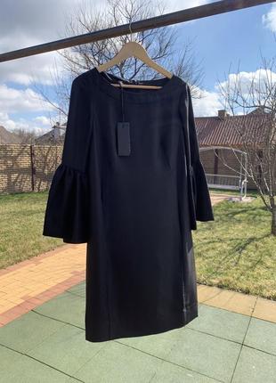 Шёлковое чёрное платье миди от бренда linea, новое, оригинал