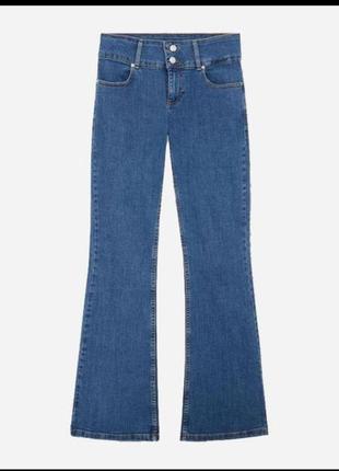 Джинсы клеш модные 38 синие zara