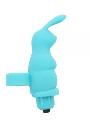 Вибромассажер на палец sweeiie rabbit-blue, 10х3,2 см.