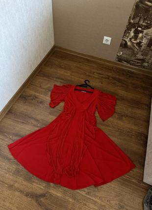 Нарядное красное платье миди размер м pierre sangan для танцев2 фото