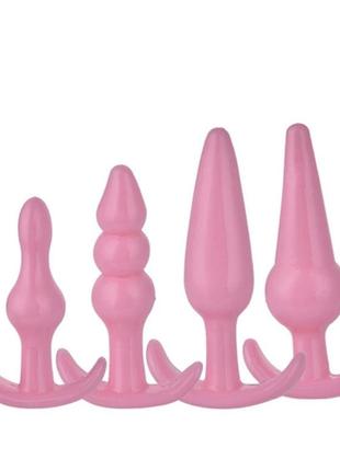 Набор анальных пробок anal plugs pink, 4 шт.