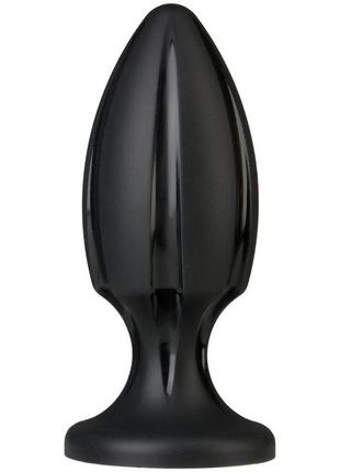 Анальный плаг с каналами для смазки doc johnson platinum premium silicone - the rocket - black, 12х4,6 см.
