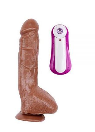 Вибратор mr.marcus' 9.9" vibrating dildo/pvc+abs brown, 25х5 см. 2