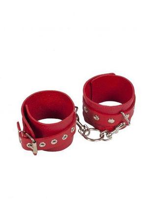 Наручники leather restraints hand cuffs, red 3