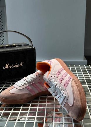 Шикарне стильне жіноче взуття кросівки наложний топ новинка adidas samba pink6 фото