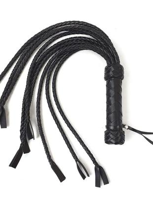 Черная плеть из натуральной кожи art of sex - cat flogger, 70 см.