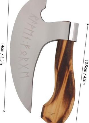 Ніж viking axe різак для піци, сокира для ножа для піци, допоміжний кухонний засіб, ніж для піци axe, ручка з соснового дерева, со3 фото