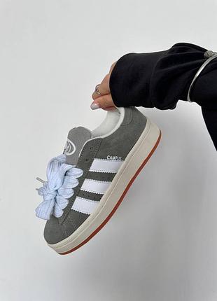 Шикарне стильне жіноче взуття кросівки наложний топ новинка adidas campus “grey gum”