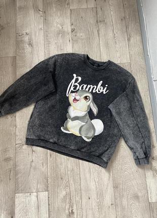 Свитшот серый варенка оверсайз bershka bambi размер 48 l