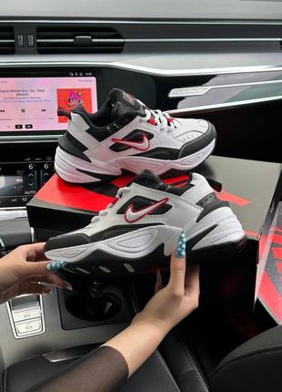 Жіночі кросівки nike m2k tekno  black white red9 фото