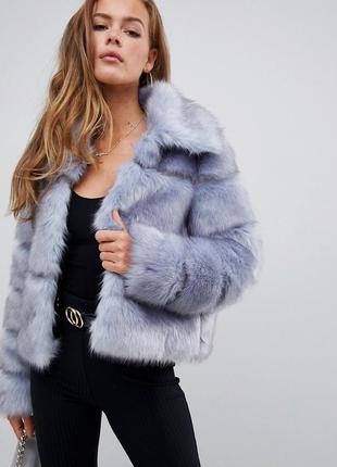 Шуба укорочена кроп missguided blue дублянка шубка