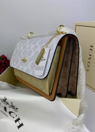 Деловая женская сумочка coach mini white/brown коач женка сумка мин2 фото