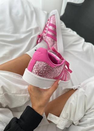 Шикарная стильная женская обувь кроссовки налажный топ новинка adidas superstar “barbie pink”2 фото