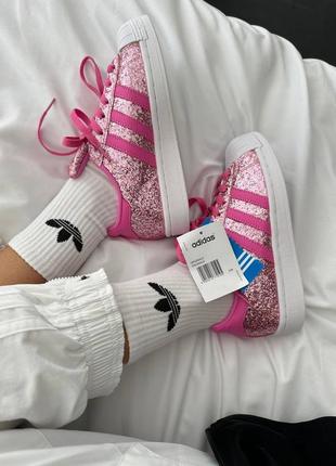 Шикарная стильная женская обувь кроссовки налажный топ новинка adidas superstar “barbie pink”4 фото