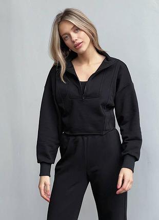 💎костюм трикотажний жіночий з прямими брюками та короткою кофтою