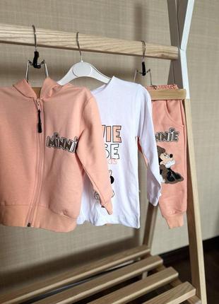Детский костюм- тройка zara серия минни маус для девочки на 8/9 лет