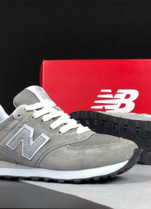 Жіночі кросівки  new balance 574 grey white / кросівки натуральна замша new balance 5743 фото