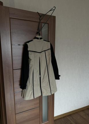Стильная итальянское винтажная пальто плащ тренч бежевый с черным размер xs-s mango8 фото