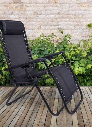 Раскладное садовое кресло шезлонг orion black2 фото
