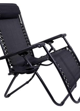 Раскладное садовое кресло шезлонг orion black6 фото